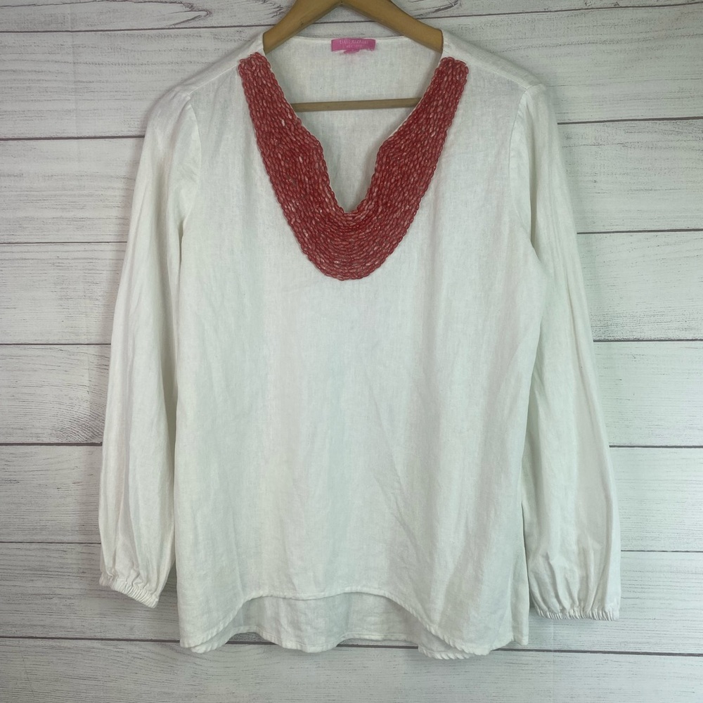 Isaac Mizrahi New York Women’s Beaded V Neck Blouse